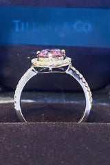 Unique 1 Carat Pink Moissanite Heart Ring