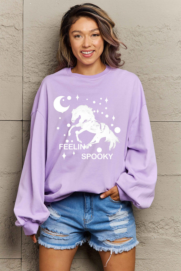 Feelin' Spooky Graphic Drop Shoulder Sweatshirt | 2 Colors