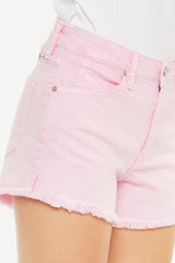 Pink Kancan Raw Hem Denim Shorts