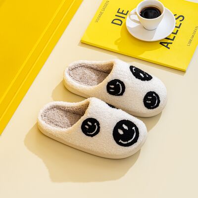 Smiley Face Slippers - Black Multi