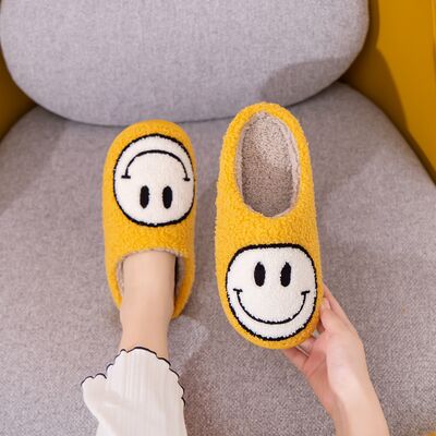 Smiley Face Slippers - Yellow