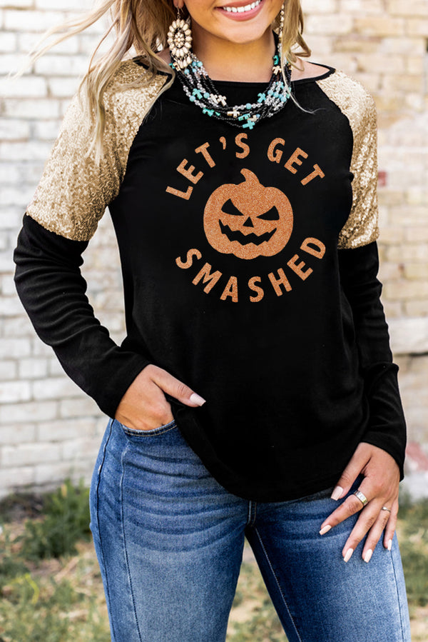 Let's Get Smashed Graphic Sequin Top