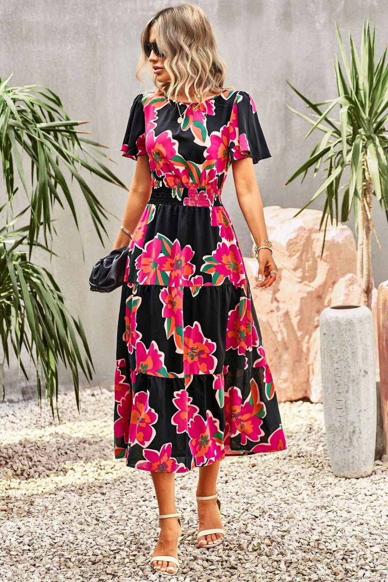 Floral Indulgence Pocketed Midi Dress | 2 Colors