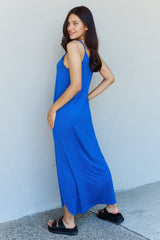 SALE! Good Energy Side Slit Pocket Maxi Dress - Royal Blue