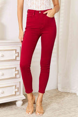 Judy Blue Tummy Control Dark Heritage Red Skinny Jeans