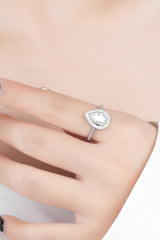 1.5 Carat Silver Teardrop Moissanite Ring