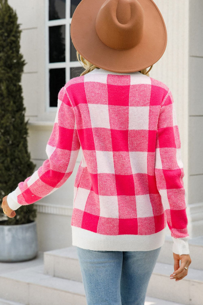 Chelsea Checkered Ribbed Trim Knit Pullover | 3 COLORS