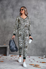 Leopard Henley Top & Joggers Loungewear Set