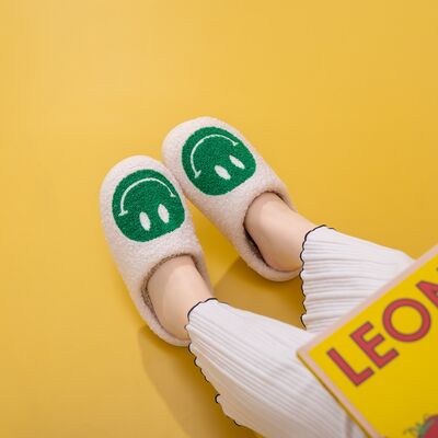 Smiley Face Slippers - Green