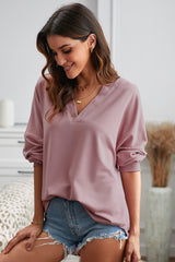 Heavenly Henley Button Curved Hem Pullover | 3 COLORS