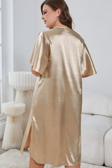 Plus Size Champagne Flutter Sleeve Nightgown Sleep Dress