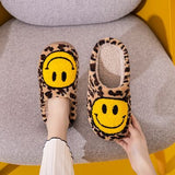 Smiley Face Slippers - Leopard