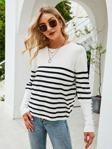 Skylar Striped Decorative Button Knit Top | 3 COLORS