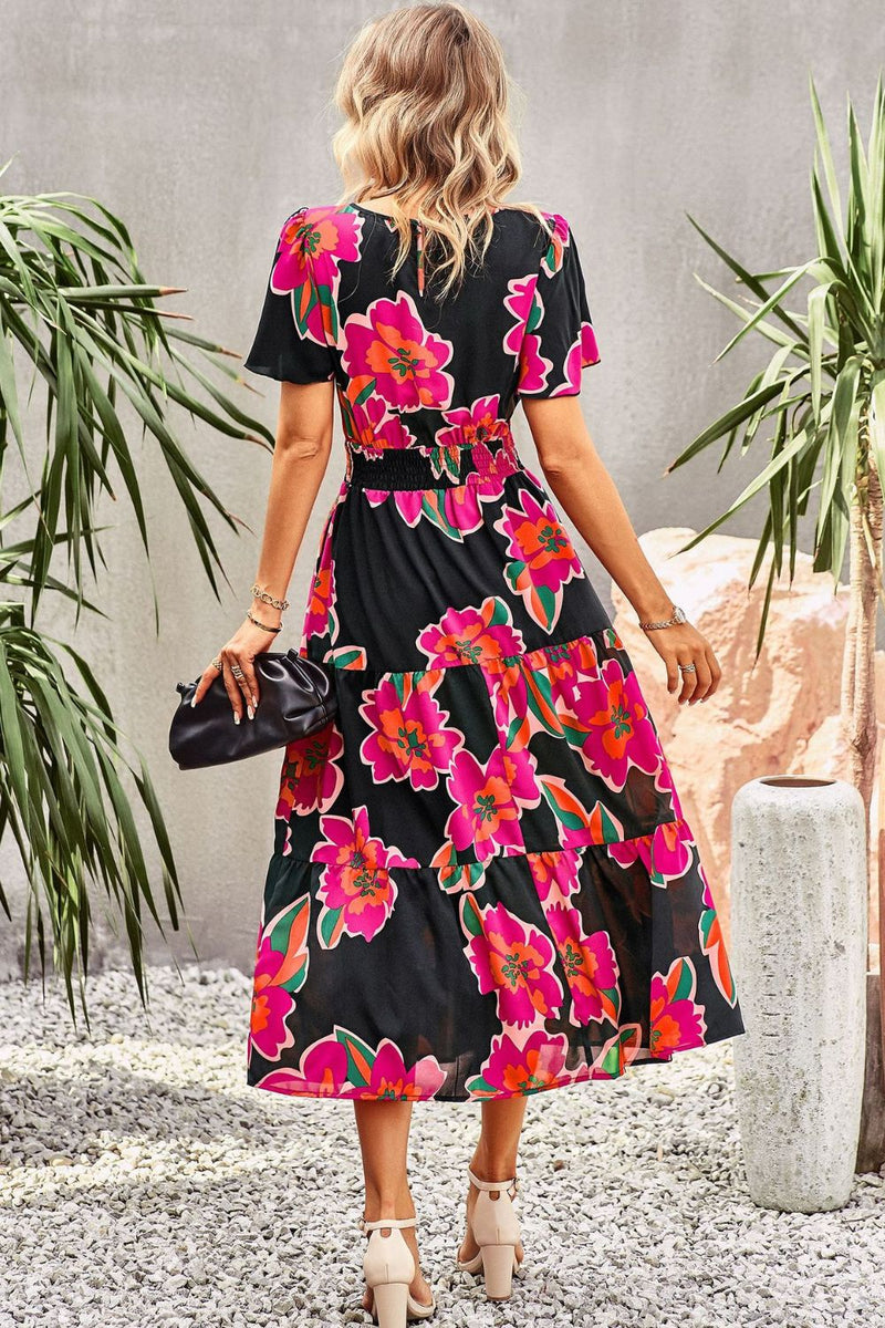 Floral Indulgence Pocketed Midi Dress | 2 Colors