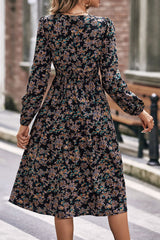 Felicity Floral Lace Trim Long Sleeve Dress