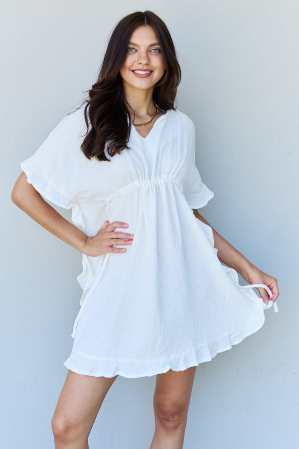 SALE! Ethereal Drawstring Waist Dress - White