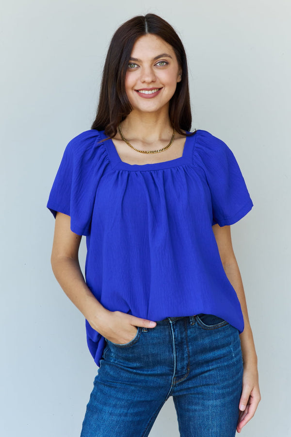 SALE! Royal Blue Square Neck Blouse