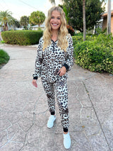 Leopard Henley Top & Joggers Loungewear Set