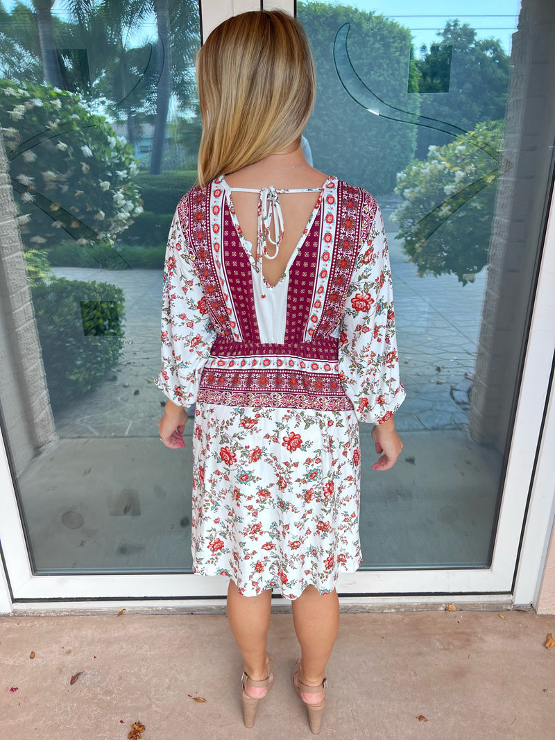 White Birch Boho Beauty Printed Dress