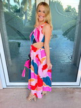 Vibrant Life Cutout One-Shoulder Dress