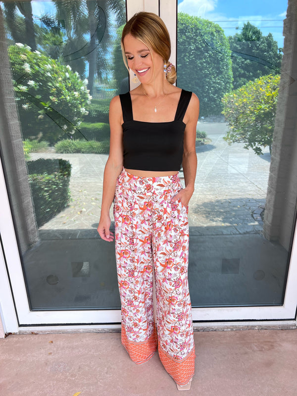 Bohemian Floral Pocket Culottes Pants