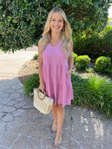 Perfect Day Light Plum Tiered Pocket Dress