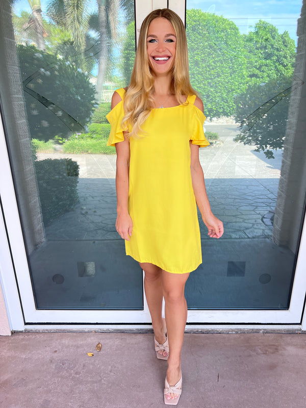 Brighten Your Day Cold-Shoulder Mini Dress