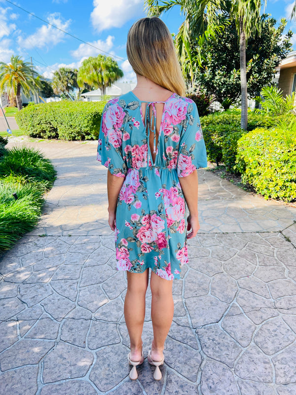 Easy Breezy Beautiful Tiffany Blue Floral Dress