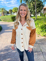 Camryn Contrast Button-Up Fleece Jacket