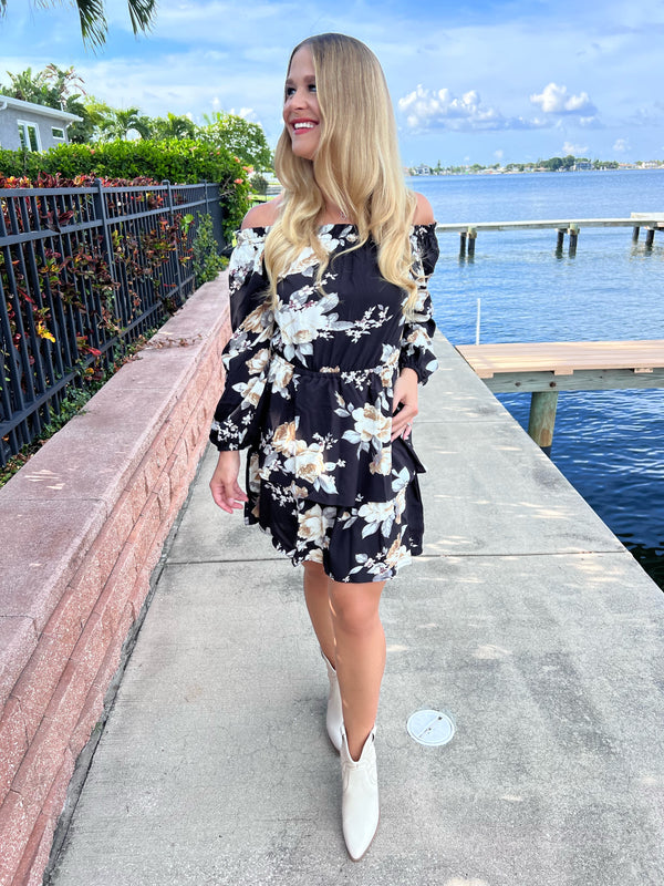 Shimmy Shake Floral Off-Shoulder Layered Dress