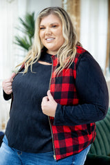 Good Tidings Red Buffalo Plaid Zip Up Vest