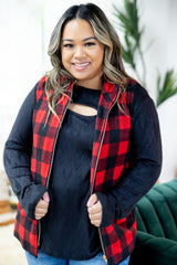 Good Tidings Red Buffalo Plaid Zip Up Vest