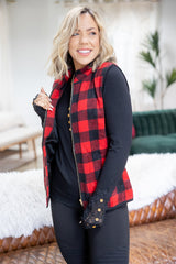 Good Tidings Red Buffalo Plaid Zip Up Vest