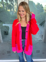 Bold Move Contrast Button-Up Pocket Cardigan