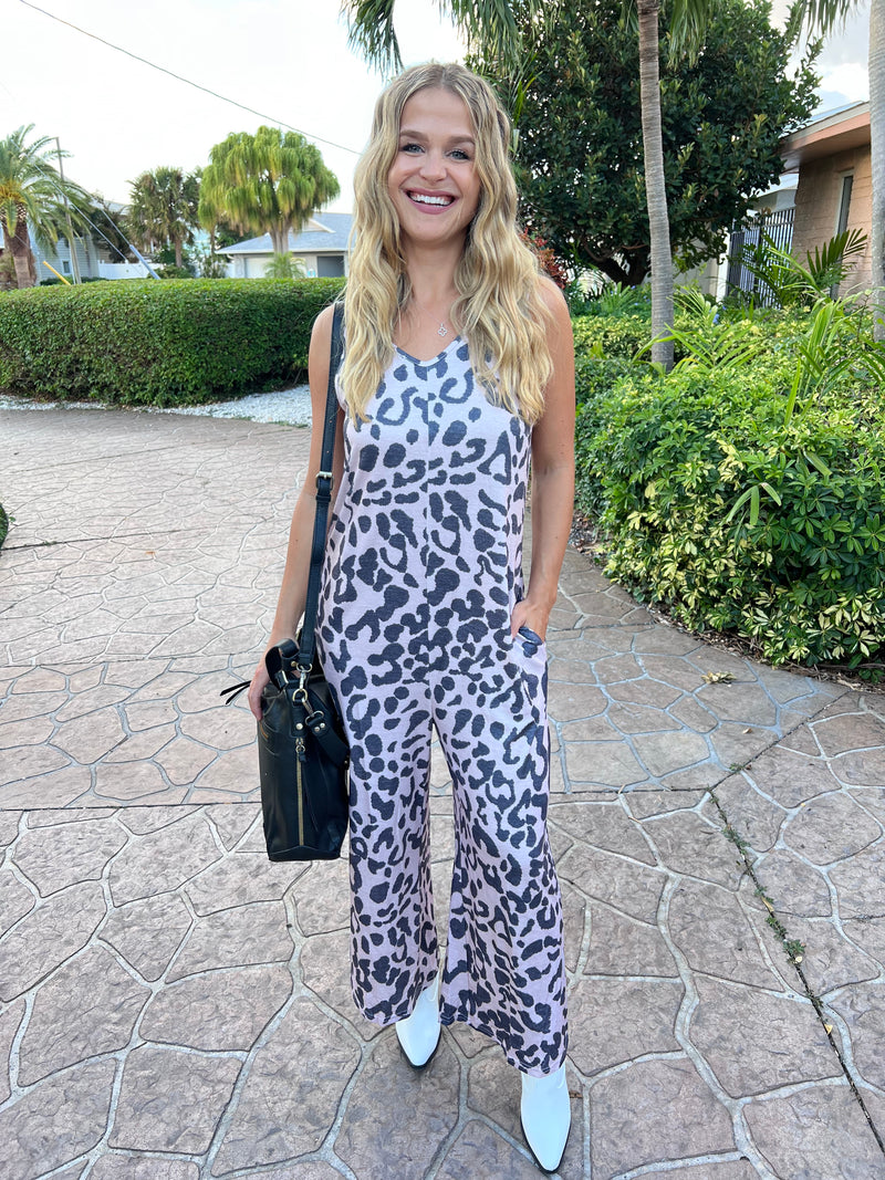 Luna Leopard Wide Leg Jumpsuit | Pockets