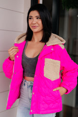 Heart Stitch Pink Puffer Jacket