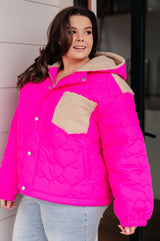 Heart Stitch Pink Puffer Jacket