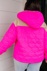 Heart Stitch Pink Puffer Jacket