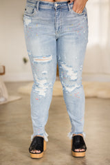 Judy Blue Confetti Distressed Boyfriend Jeans