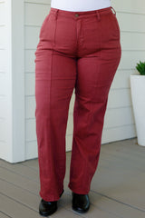 Judy Blue Front Seam Straight Jeans in Burgundy