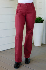 Judy Blue Front Seam Straight Jeans in Burgundy