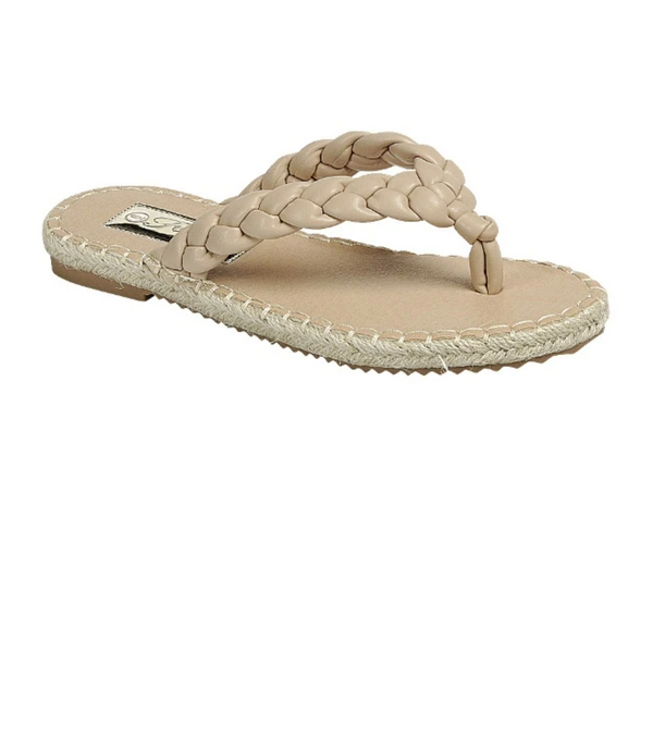 Nude Vegan Leather Braided Sandals