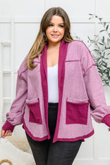 Grace Plum Contrast Soft Cardi-Jacket by Jodifl