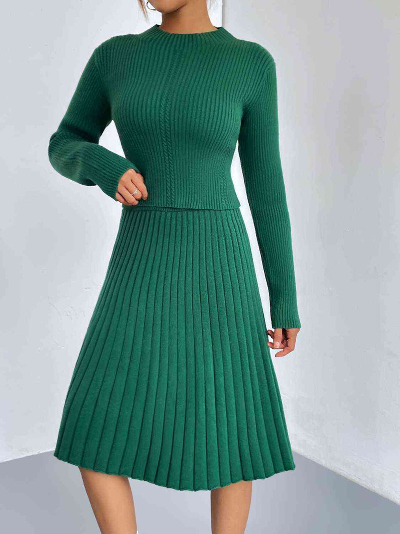 Knit Couture Sweater and Pleated Skirt Set | 4 Colors