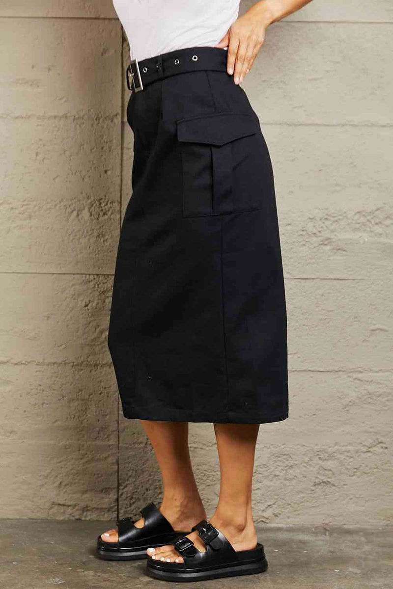 SALE! HYFVE Professional Poise Buckled Midi Skirt