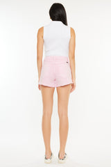 Pink Kancan Raw Hem Denim Shorts