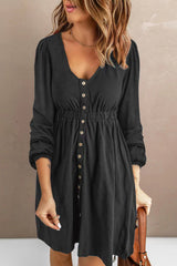 Empire Waist Button Down Long Sleeve Pocket Dress | 4 COLORS!