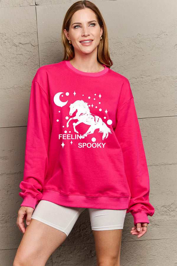 Feelin' Spooky Graphic Drop Shoulder Sweatshirt | 2 Colors