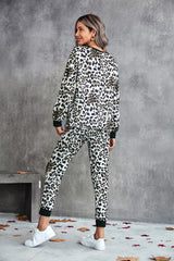 Leopard Henley Top & Joggers Loungewear Set