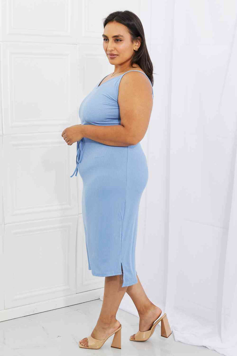 SALE! Capella Ribbed Front Tie Midi Dress